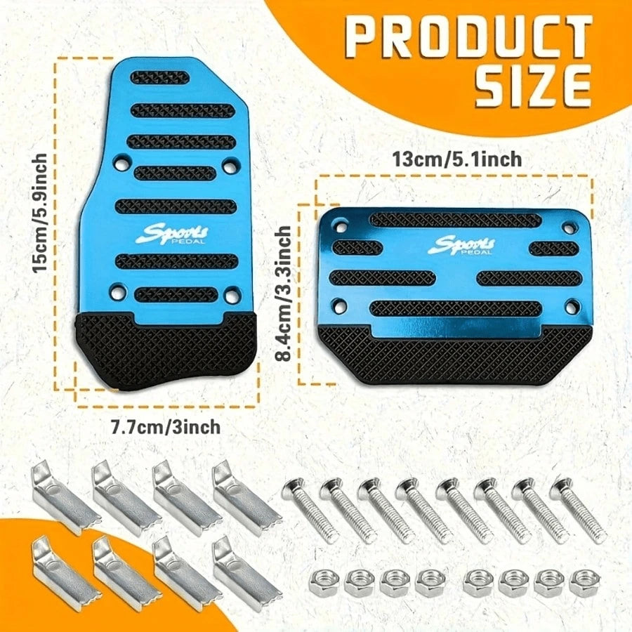 1 Set Red Alloy Automatic Pedal Cover With Anti-Slip Rubber, Wear-Resistant, Enhances Driving Safety, Suitable For Most Automatic Cars, SUVs And ATVs