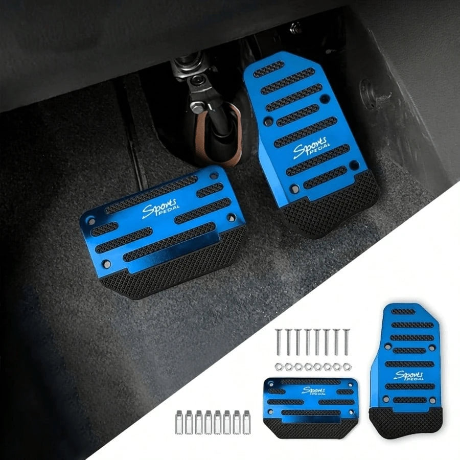 1 Set Red Alloy Automatic Pedal Cover With Anti-Slip Rubber, Wear-Resistant, Enhances Driving Safety, Suitable For Most Automatic Cars, SUVs And ATVs