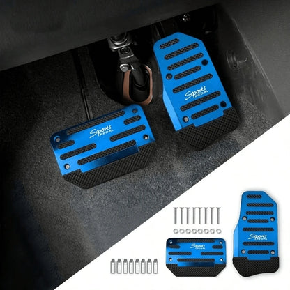 1 Set Red Alloy Automatic Pedal Cover With Anti-Slip Rubber, Wear-Resistant, Enhances Driving Safety, Suitable For Most Automatic Cars, SUVs And ATVs