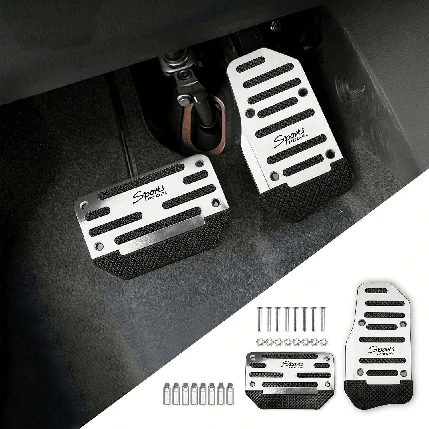 1 Set Red Alloy Automatic Pedal Cover With Anti-Slip Rubber, Wear-Resistant, Enhances Driving Safety, Suitable For Most Automatic Cars, SUVs And ATVs