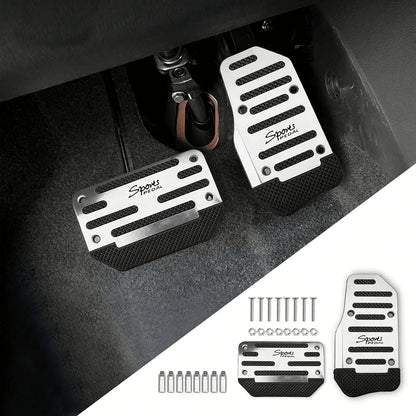 1 Set Red Alloy Automatic Pedal Cover With Anti-Slip Rubber, Wear-Resistant, Enhances Driving Safety, Suitable For Most Automatic Cars, SUVs And ATVs