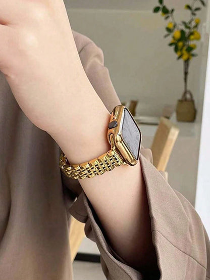 1 Set Stainless Steel Slim Watch Band + TPU Protective Case Compatible With Apple Watch 38/40/41/42/44/45/46/49mm, Suitable For Apple Watch Series 11/Ultra/SE/10/9/8/7/6/5/4/3/2/1 Accessories