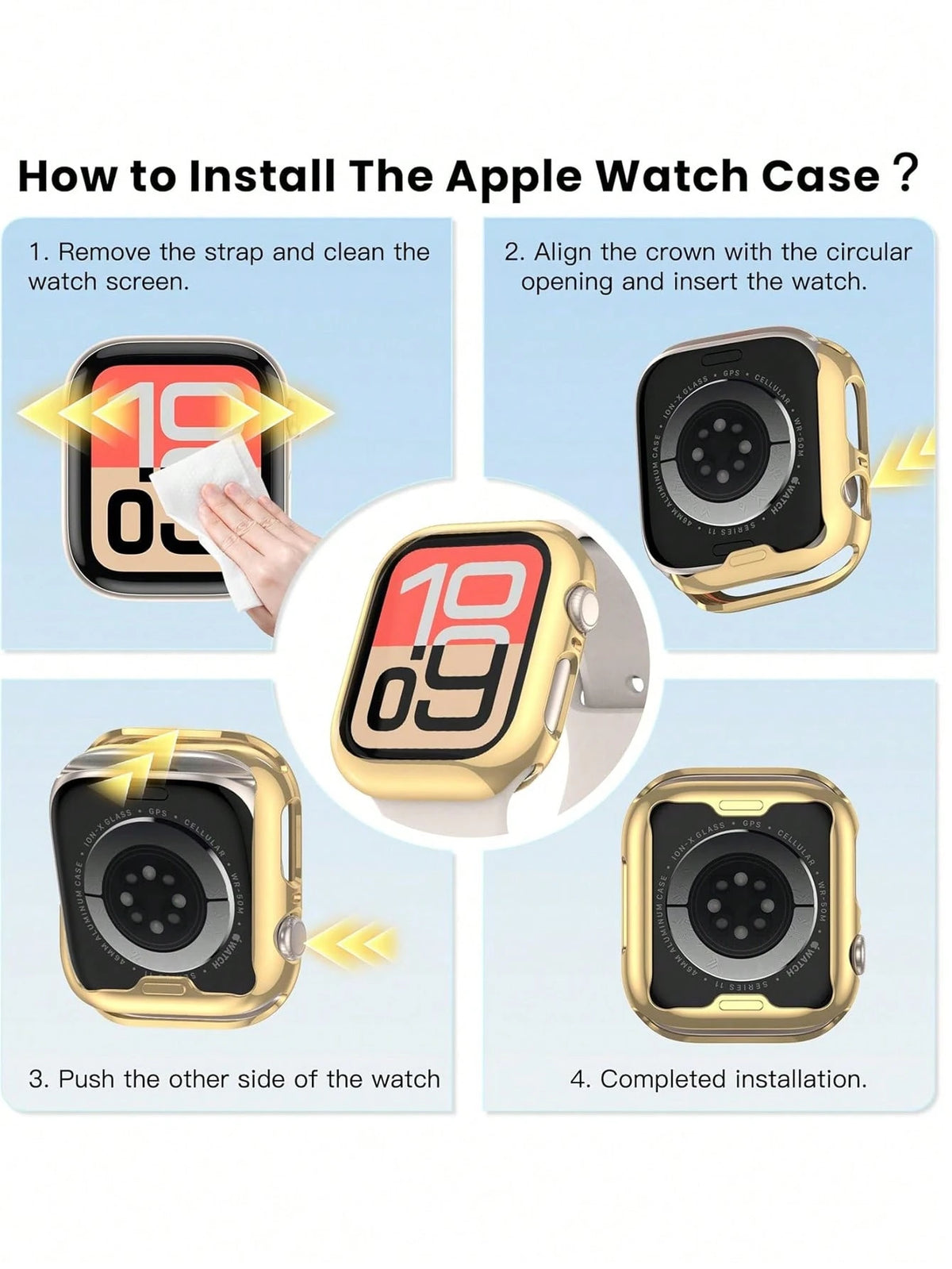 1 Set Stainless Steel Slim Watch Band + TPU Protective Case Compatible With Apple Watch 38/40/41/42/44/45/46/49mm, Suitable For Apple Watch Series 11/Ultra/SE/10/9/8/7/6/5/4/3/2/1 Accessories