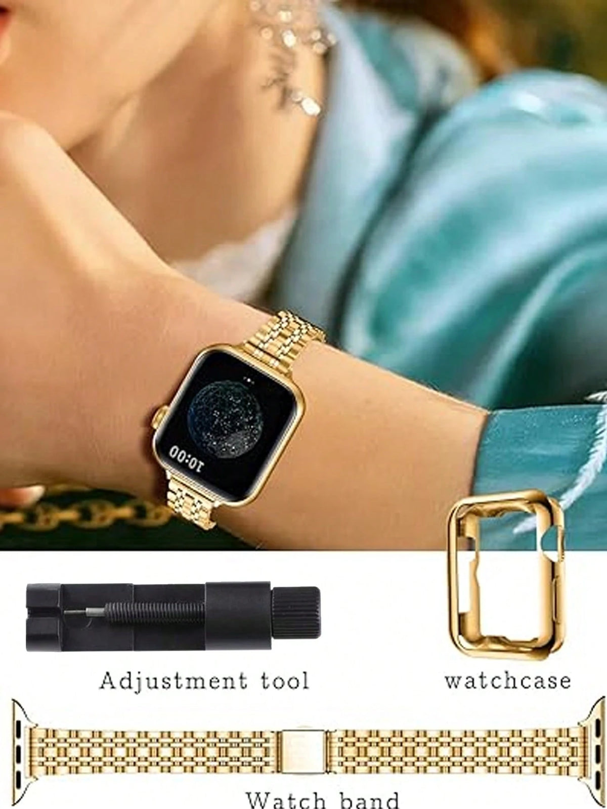 1 Set Stainless Steel Slim Watch Band + TPU Protective Case Compatible With Apple Watch 38/40/41/42/44/45/46/49mm, Suitable For Apple Watch Series 11/Ultra/SE/10/9/8/7/6/5/4/3/2/1 Accessories
