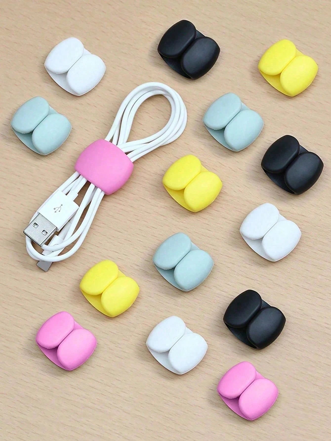 10-1pc Cable Organizer Clips, Multi-Functional Cord Wraps, Suitable For Earphone Cables, Charger Cables, Data Cables, Computer Cables, Power Cables, Home Office Desk Organization, Travel Essential, Tr