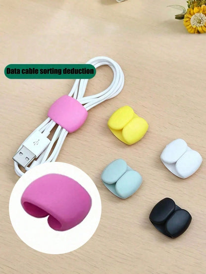 10-1pc Cable Organizer Clips, Multi-Functional Cord Wraps, Suitable For Earphone Cables, Charger Cables, Data Cables, Computer Cables, Power Cables, Home Office Desk Organization, Travel Essential, Tr