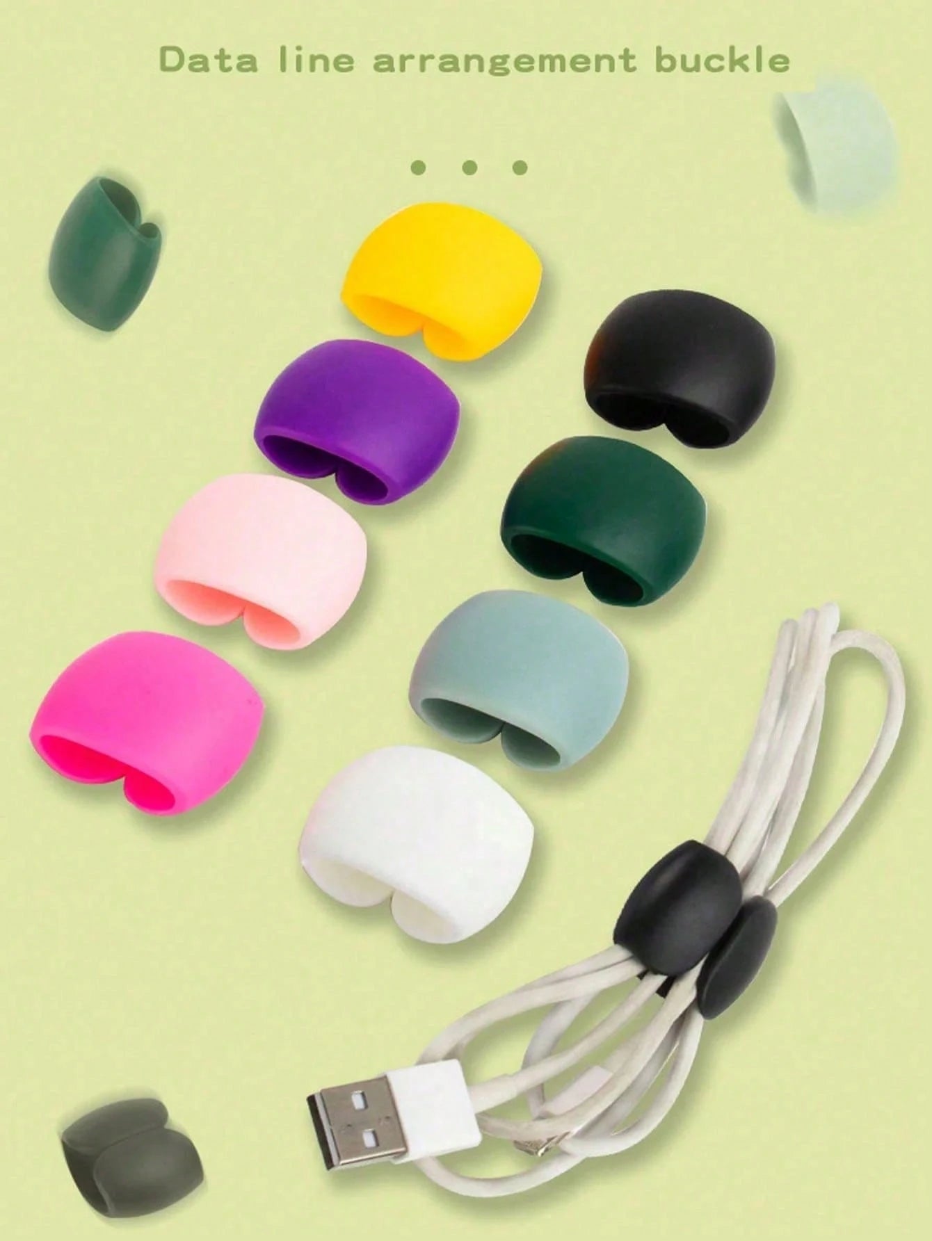 10-1pc Cable Organizer Clips, Multi-Functional Cord Wraps, Suitable For Earphone Cables, Charger Cables, Data Cables, Computer Cables, Power Cables, Home Office Desk Organization, Travel Essential, Tr