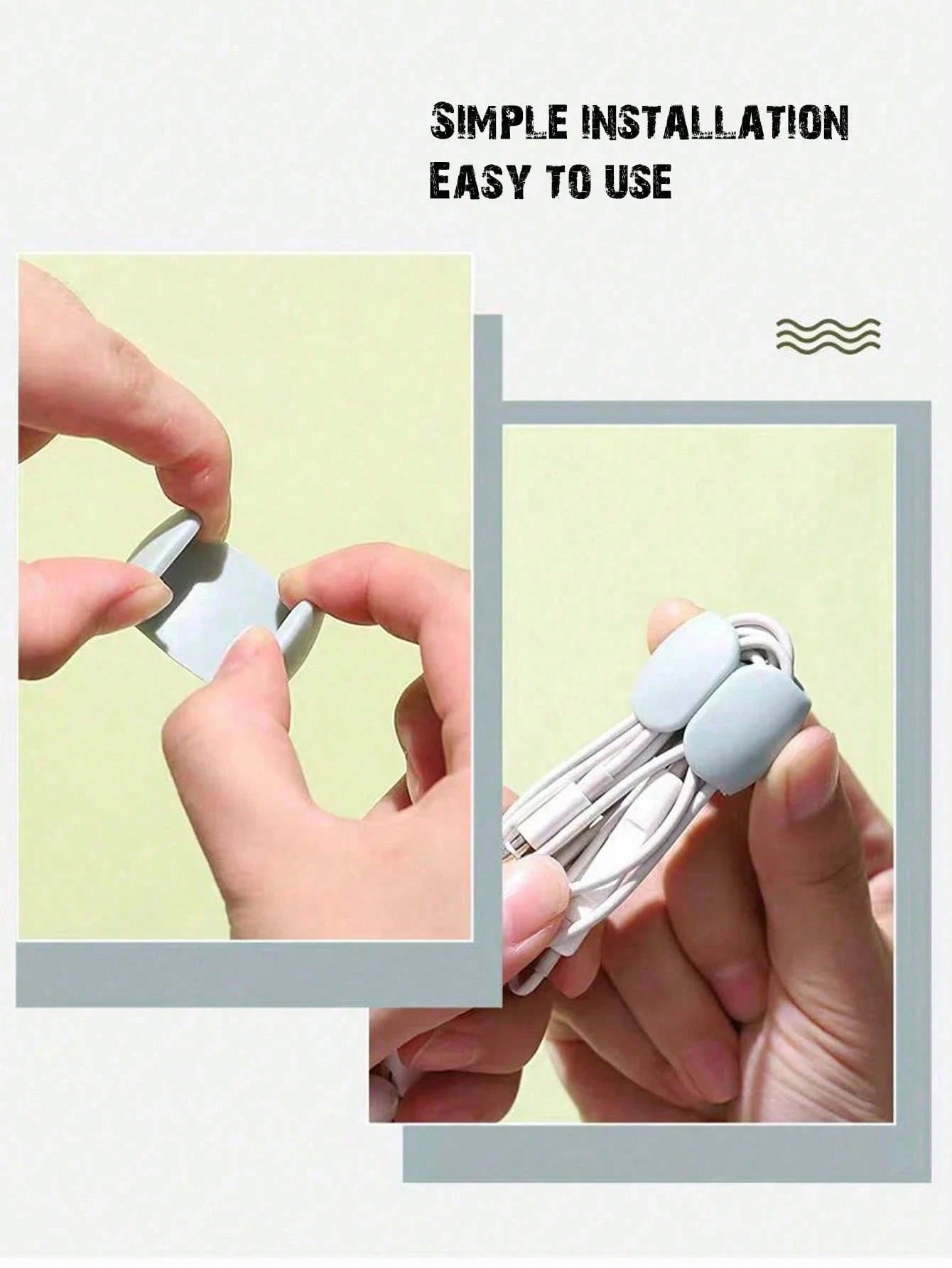 10-1pc Cable Organizer Clips, Multi-Functional Cord Wraps, Suitable For Earphone Cables, Charger Cables, Data Cables, Computer Cables, Power Cables, Home Office Desk Organization, Travel Essential, Tr