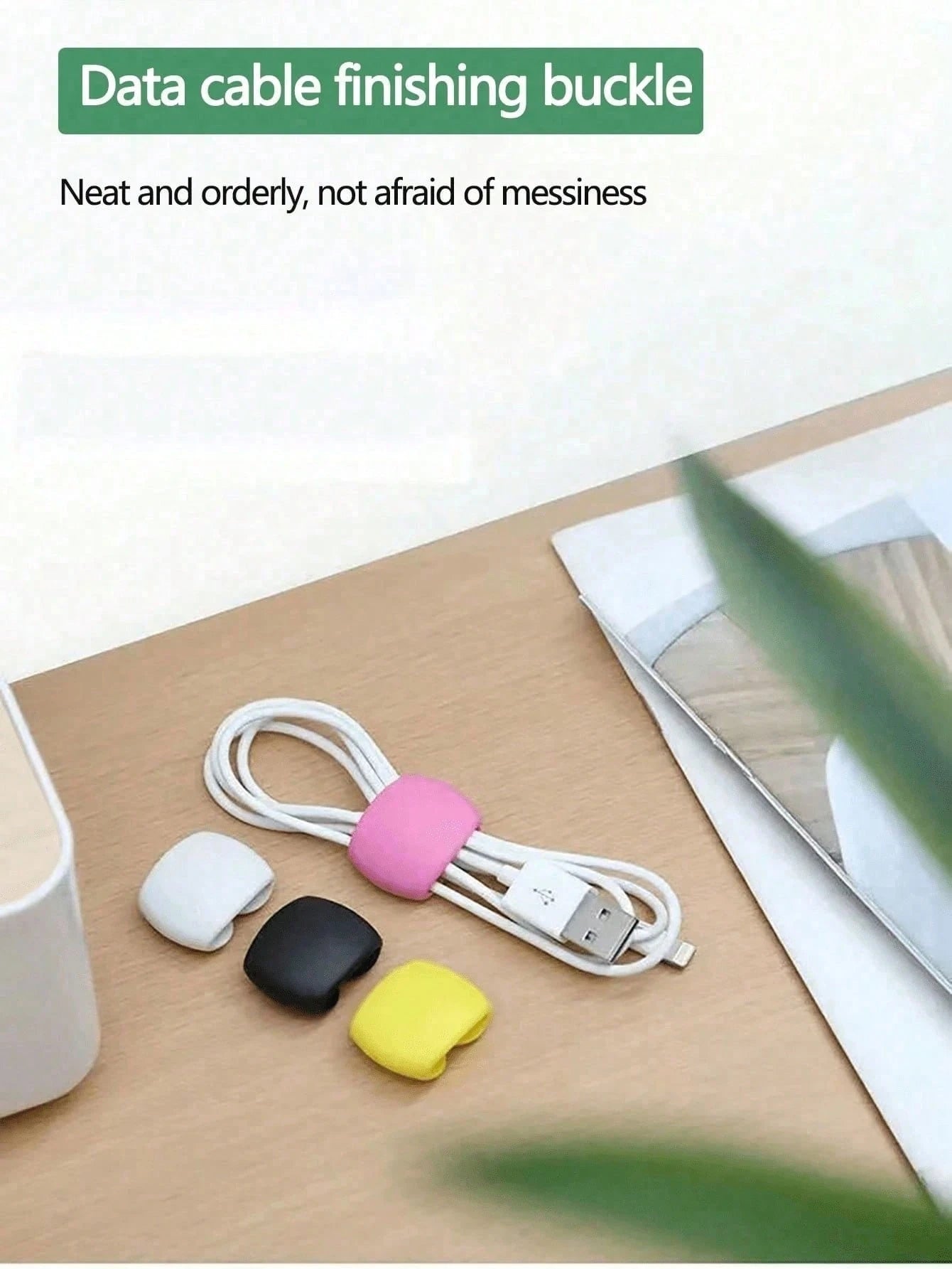 10-1pc Cable Organizer Clips, Multi-Functional Cord Wraps, Suitable For Earphone Cables, Charger Cables, Data Cables, Computer Cables, Power Cables, Home Office Desk Organization, Travel Essential, Tr
