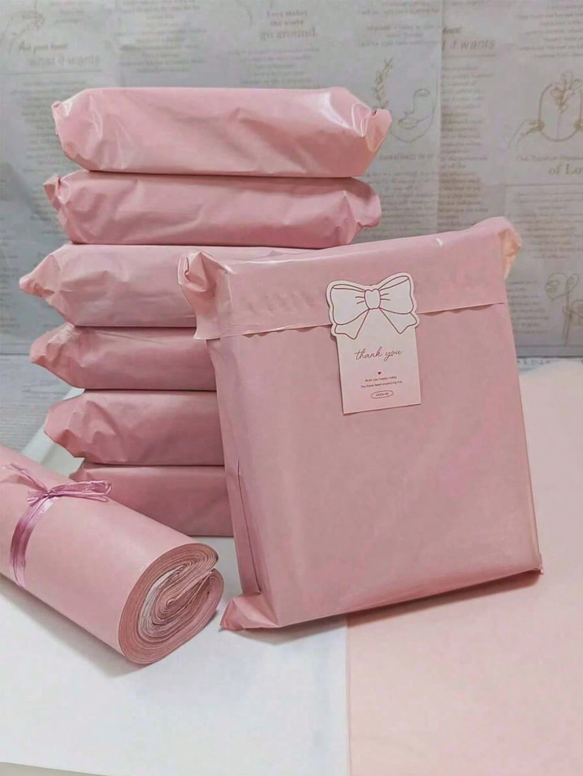 10/20/30/50pcs Durable Waterproof Light Pink Polyethylene Packaging Bags, Multipurpose Simple Bags Suitable For School, Office, Transportation And Mailing, Back To School Essential, Mother's Day Gift