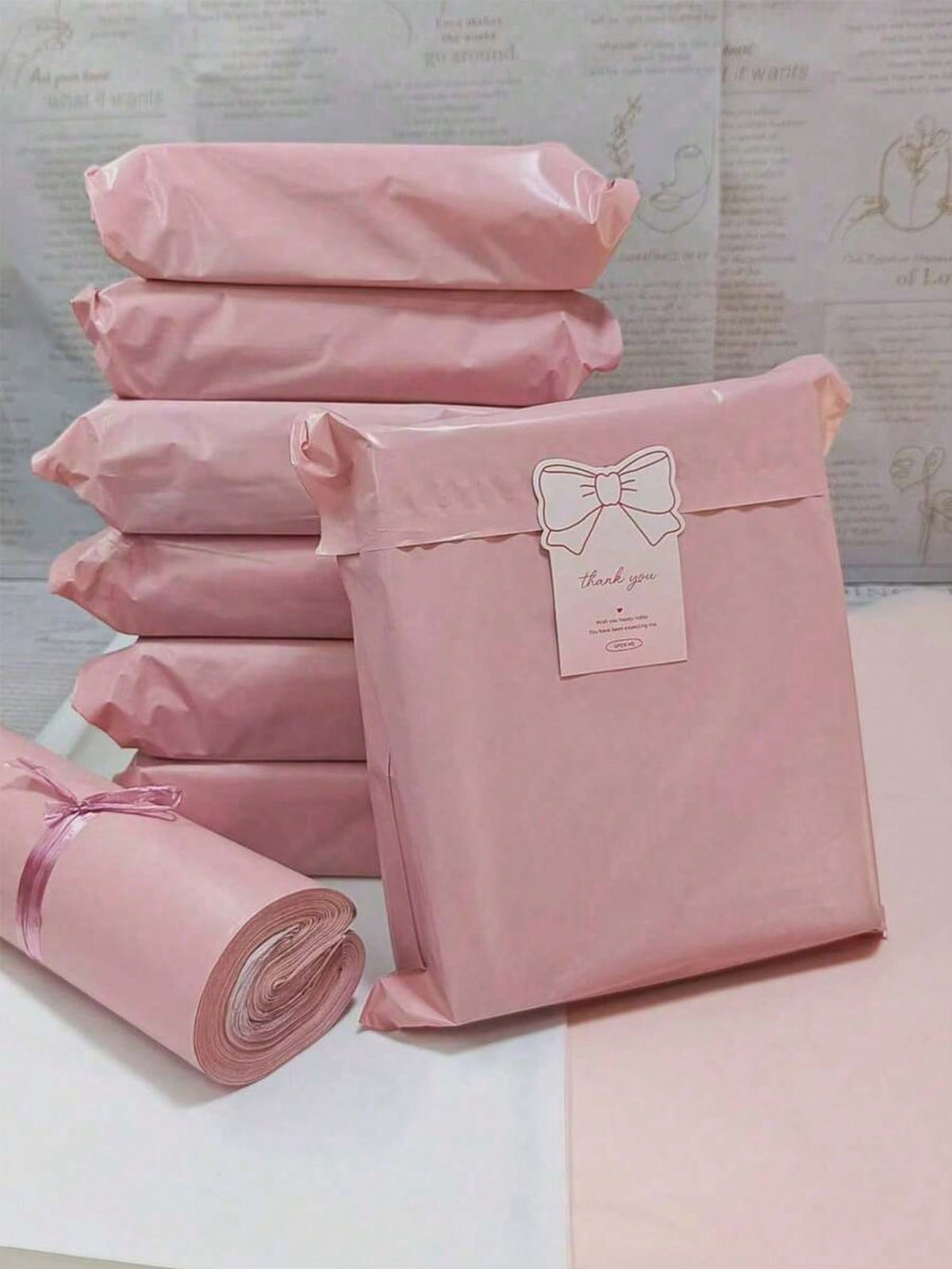 10/20/30/50pcs Durable Waterproof Light Pink Polyethylene Packaging Bags, Multipurpose Simple Bags Suitable For School, Office, Transportation And Mailing, Back To School Essential, Mother's Day Gift