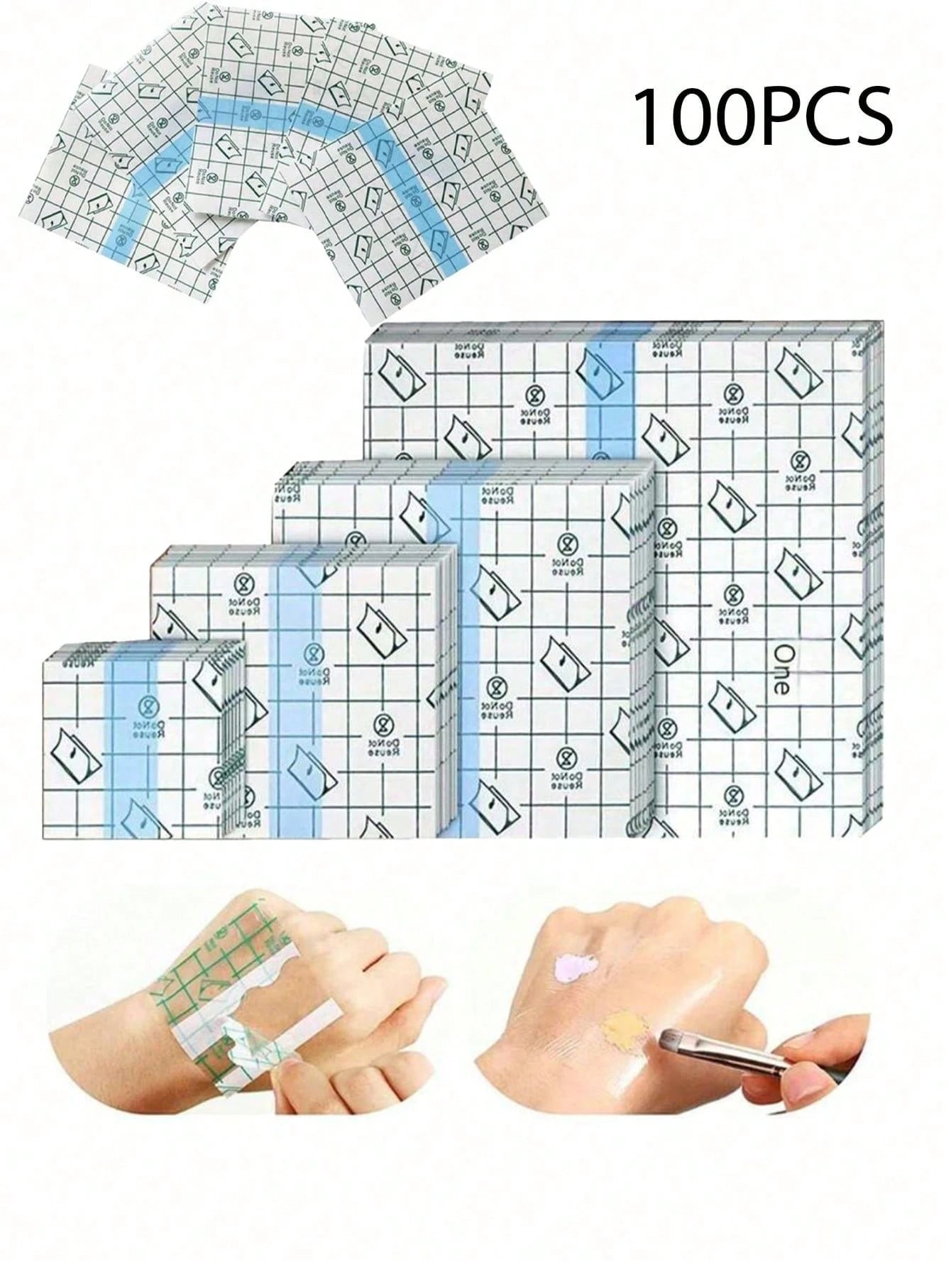 10/50/100pcs Waterproof Transparent Adhesive Film Bandages, Transparent Film Dressing Adhesive Bandages, Suitable For Shower, Swimming, Protection And Tattoo Aftercare, Suitable For Cosmetic Mixing