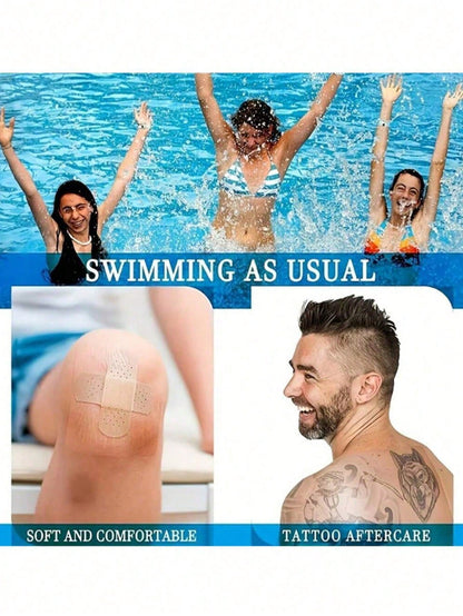 10/50/100pcs Waterproof Transparent Adhesive Film Bandages, Transparent Film Dressing Adhesive Bandages, Suitable For Shower, Swimming, Protection And Tattoo Aftercare, Suitable For Cosmetic Mixing