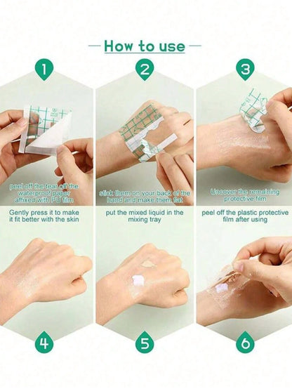10/50/100pcs Waterproof Transparent Adhesive Film Bandages, Transparent Film Dressing Adhesive Bandages, Suitable For Shower, Swimming, Protection And Tattoo Aftercare, Suitable For Cosmetic Mixing