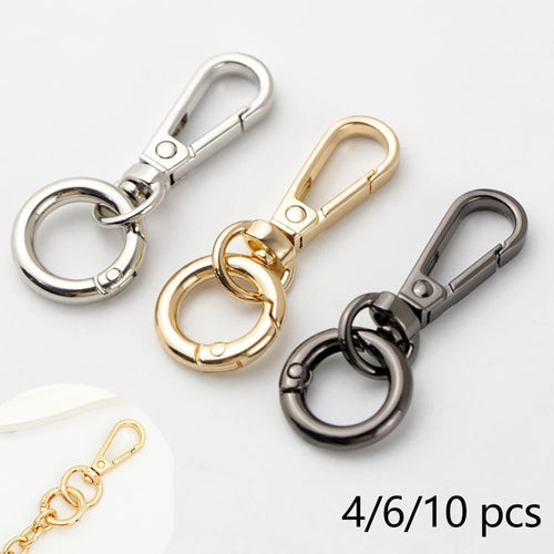 10/6/4pcs Metal Spring Ring Keychain Set, Bag Charm Clasp Chain Connector Hook Hardware Accessories, Waist Hanging Anti-Loss Clip