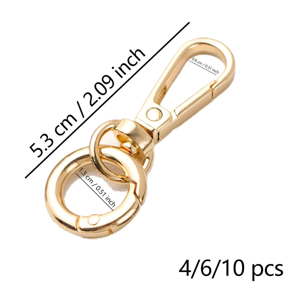 10/6/4pcs Metal Spring Ring Keychain Set, Bag Charm Clasp Chain Connector Hook Hardware Accessories, Waist Hanging Anti-Loss Clip