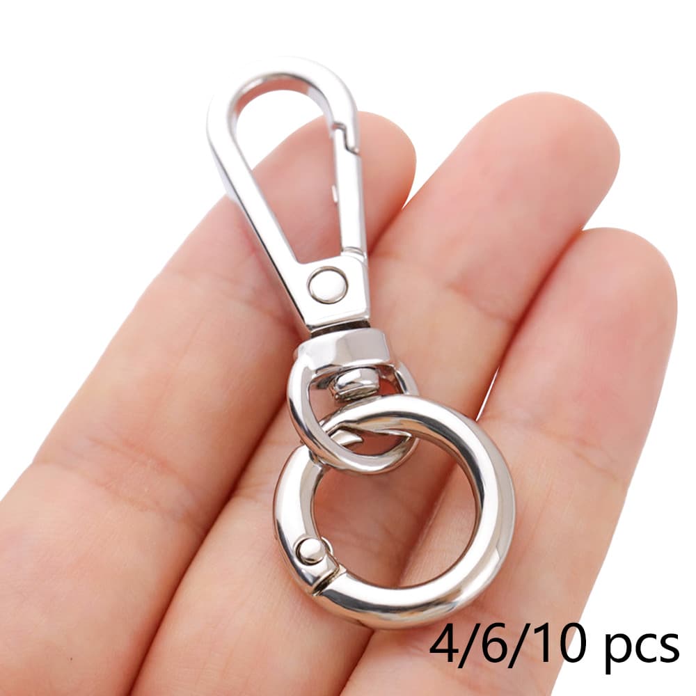 10/6/4pcs Metal Spring Ring Keychain Set, Bag Charm Clasp Chain Connector Hook Hardware Accessories, Waist Hanging Anti-Loss Clip