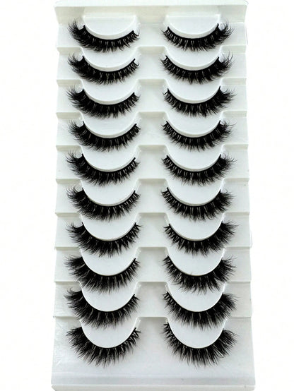 10 Pairs Cat Eye False Eyelashes/3D Mink Lashes Natural Makeup Effect False Eyelashes Classic Russian Thick Lashes Extension Mink Lashes Strips/Soft False Eyelash Strips Set