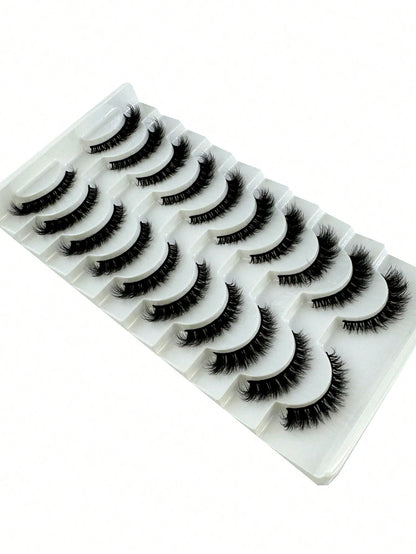 10 Pairs Cat Eye False Eyelashes/3D Mink Lashes Natural Makeup Effect False Eyelashes Classic Russian Thick Lashes Extension Mink Lashes Strips/Soft False Eyelash Strips Set