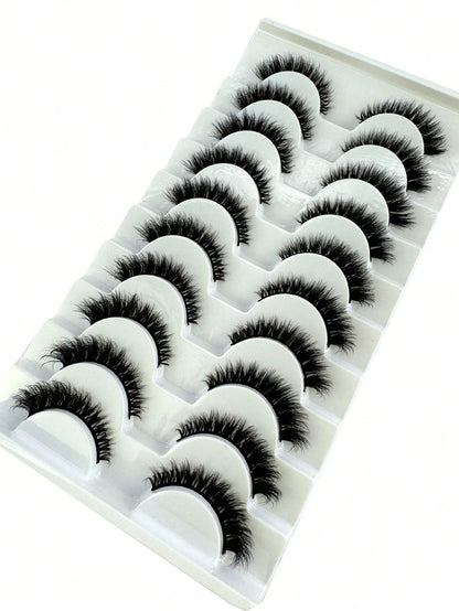 10 Pairs Cat Eye False Eyelashes/3D Mink Lashes Natural Makeup Effect False Eyelashes Classic Russian Thick Lashes Extension Mink Lashes Strips/Soft False Eyelash Strips Set