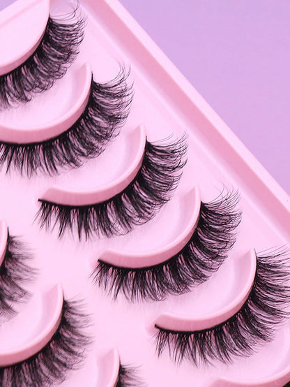 10 Pairs Of Short 3D False Eyelashes, Curled Natural Makeup Feeling, Eyelash Extensions, Thick Curled Combination, Soft And Comfortable, Suitable For Daily Dating And Makeup Simulation, Reusable Beaut