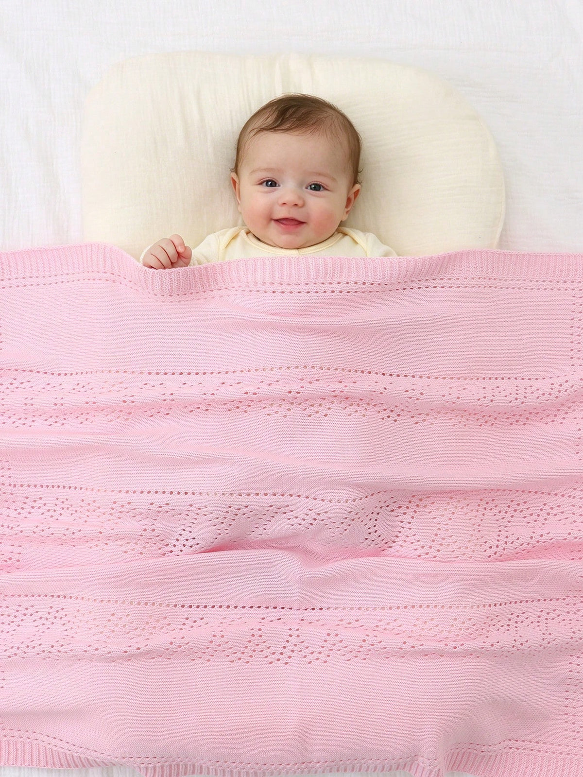 100% Cotton Baby Blanket, Hollow Knit Baby Swaddle Blanket, Newborn Stroller Blanket, Baby Quilt, Children's Air Conditioning Quilt, Newborn Supplies