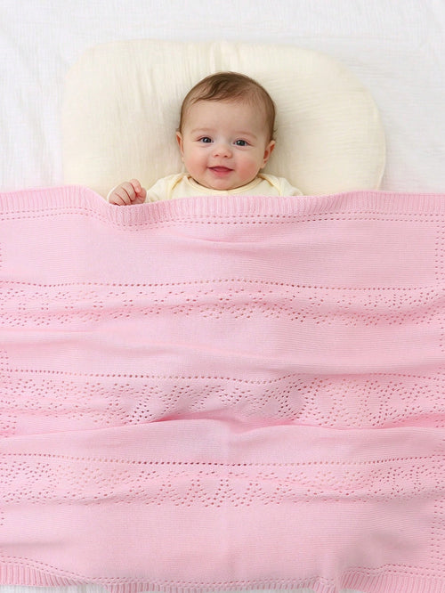 100% Cotton Baby Blanket, Hollow Knit Baby Swaddle Blanket, Newborn Stroller Blanket, Baby Quilt, Children's Air Conditioning Quilt, Newborn Supplies