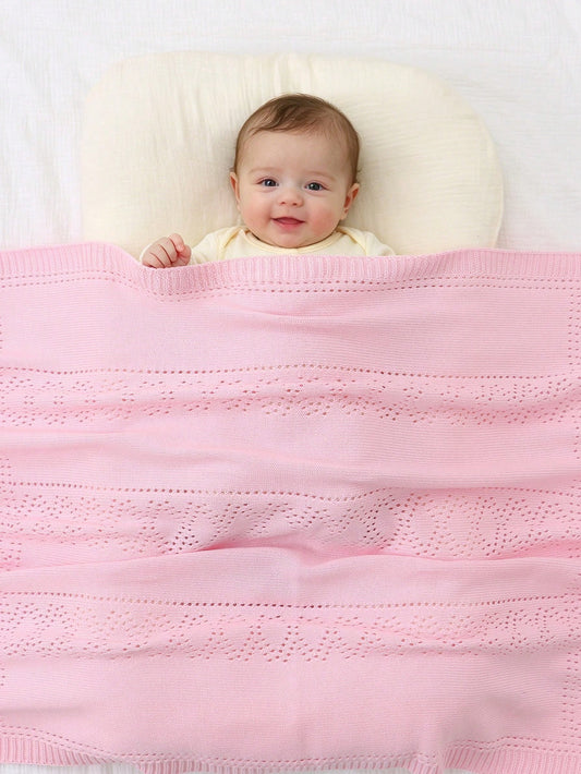 100% Cotton Baby Blanket, Hollow Knit Baby Swaddle Blanket, Newborn Stroller Blanket, Baby Quilt, Children's Air Conditioning Quilt, Newborn Supplies