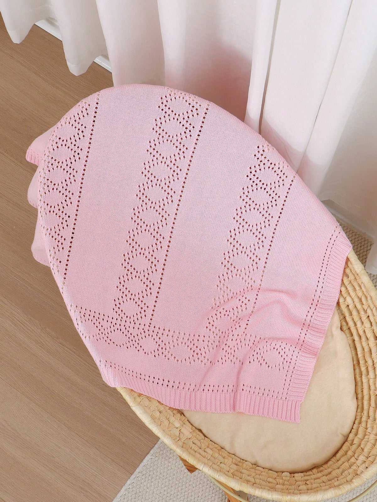 100% Cotton Baby Blanket, Hollow Knit Baby Swaddle Blanket, Newborn Stroller Blanket, Baby Quilt, Children's Air Conditioning Quilt, Newborn Supplies