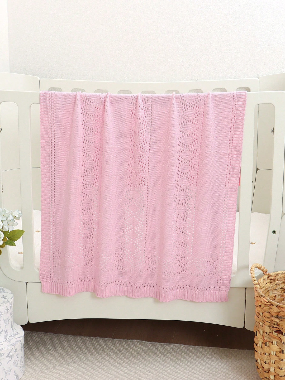 100% Cotton Baby Blanket, Hollow Knit Baby Swaddle Blanket, Newborn Stroller Blanket, Baby Quilt, Children's Air Conditioning Quilt, Newborn Supplies