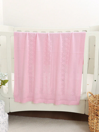 100% Cotton Baby Blanket, Hollow Knit Baby Swaddle Blanket, Newborn Stroller Blanket, Baby Quilt, Children's Air Conditioning Quilt, Newborn Supplies