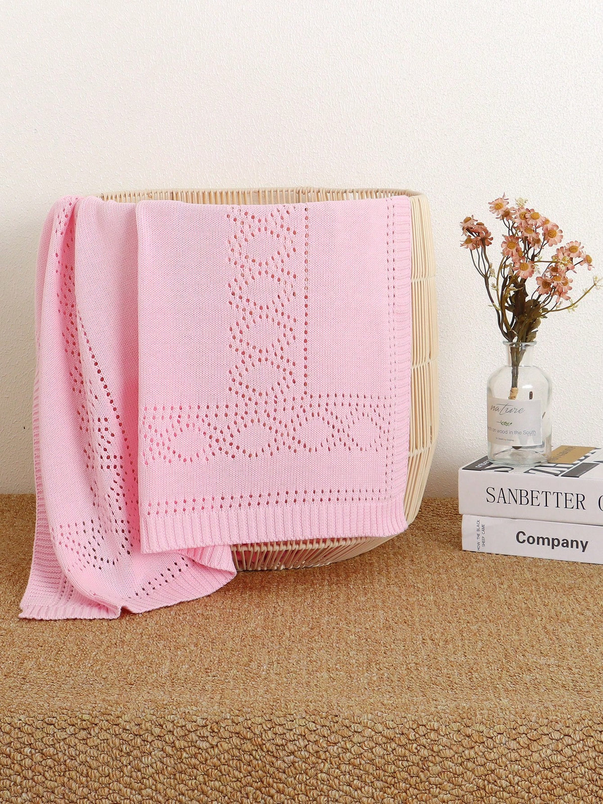 100% Cotton Baby Blanket, Hollow Knit Baby Swaddle Blanket, Newborn Stroller Blanket, Baby Quilt, Children's Air Conditioning Quilt, Newborn Supplies