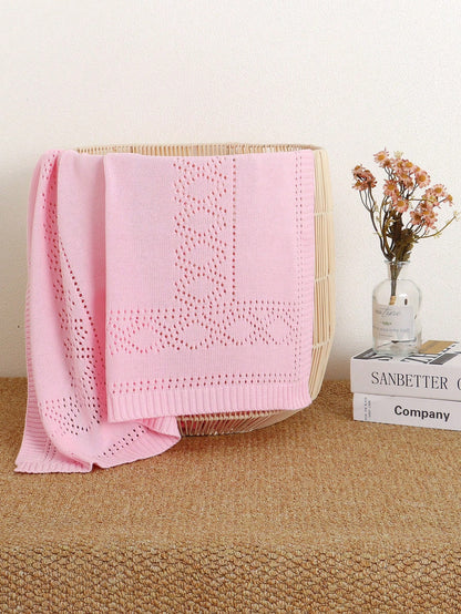 100% Cotton Baby Blanket, Hollow Knit Baby Swaddle Blanket, Newborn Stroller Blanket, Baby Quilt, Children's Air Conditioning Quilt, Newborn Supplies