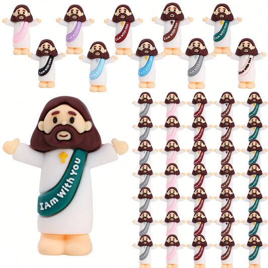 100 PCS Little Jesus Figures, Mini Jesus Figurines In Bulk, Multicolor Tiny Jesus Figures, Christian Gifts,Christmas Gifts,Halloween Gifts,Baptism
