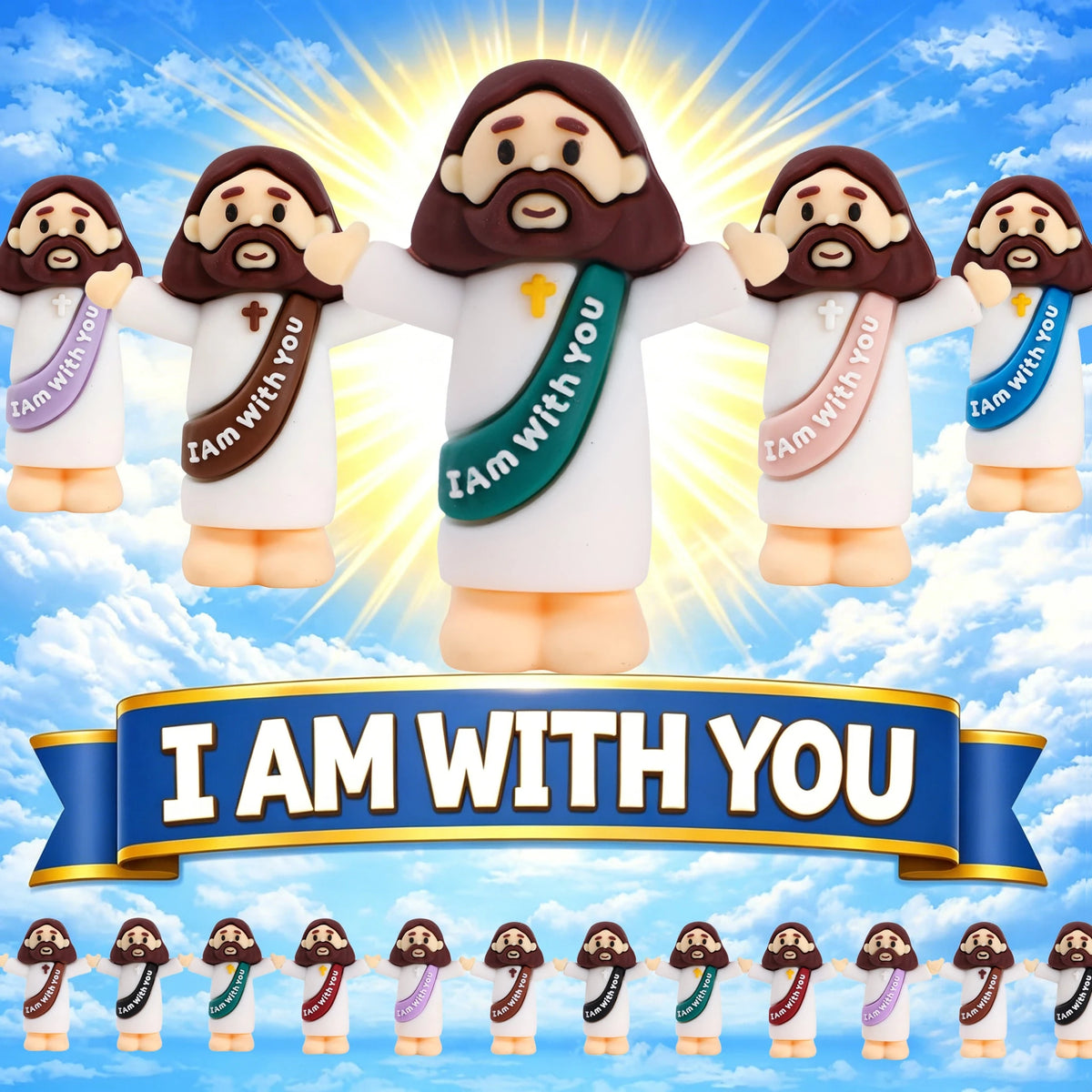 100 PCS Little Jesus Figures, Mini Jesus Figurines In Bulk, Multicolor Tiny Jesus Figures, Christian Gifts,Christmas Gifts,Halloween Gifts,Baptism