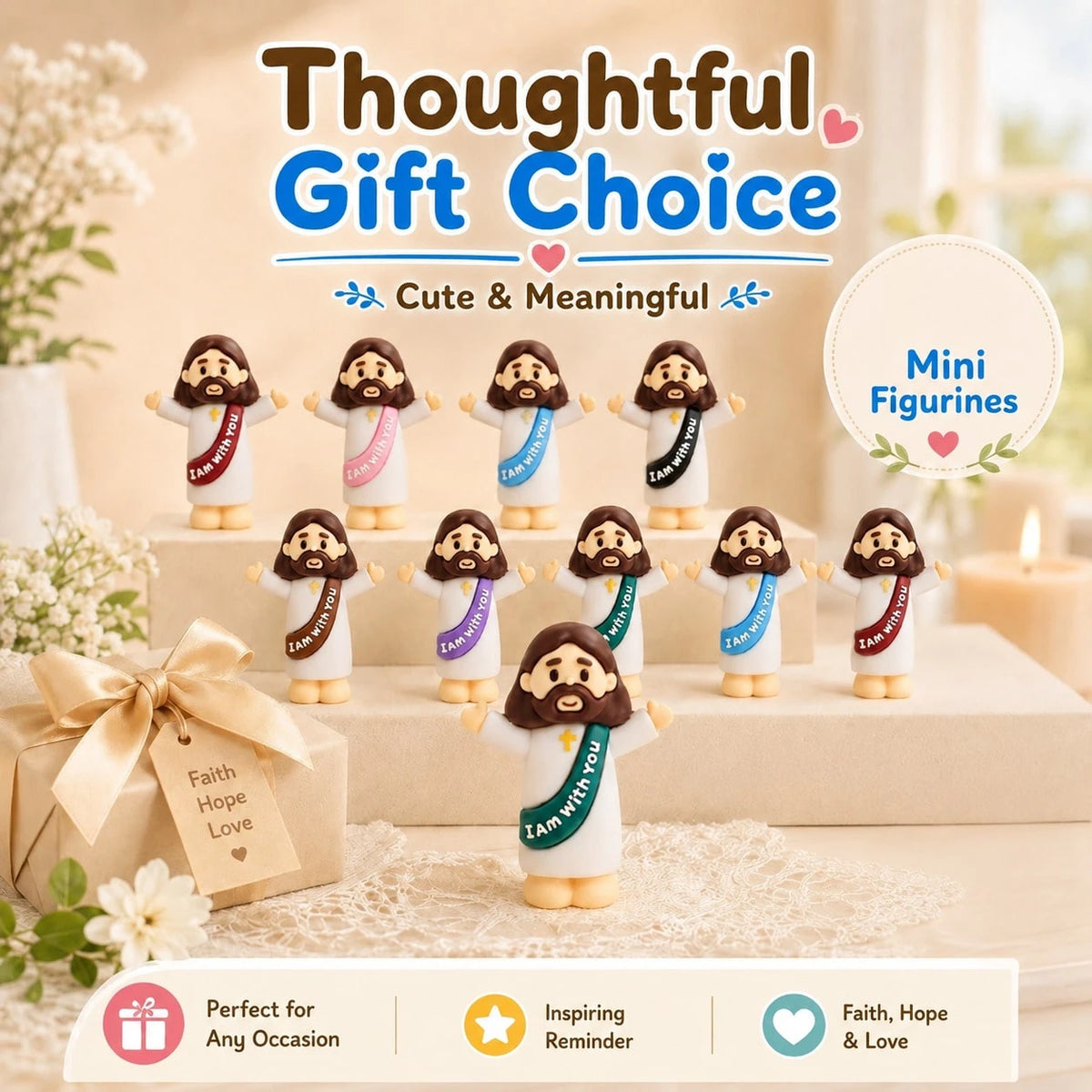 100 PCS Little Jesus Figures, Mini Jesus Figurines In Bulk, Multicolor Tiny Jesus Figures, Christian Gifts,Christmas Gifts,Halloween Gifts,Baptism