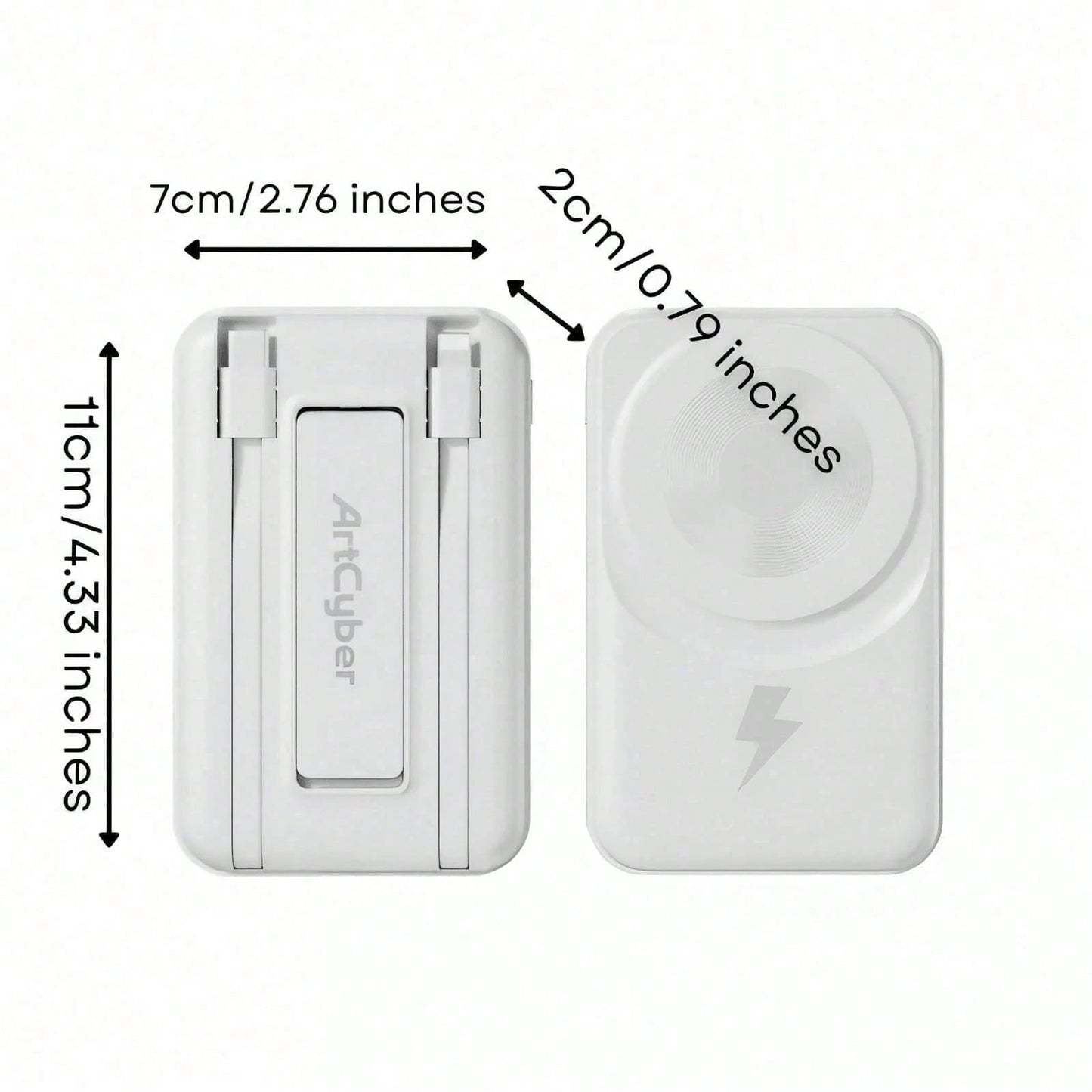 10000mAh Everyday Gear Magnetic Wireless Power Bank 15W Wireless Charge 22.5W High-Speed Wired Charge Foldable Phone Stand Integrated Dual Cables Battery Percentage Indicator Multi-Device Charging Com