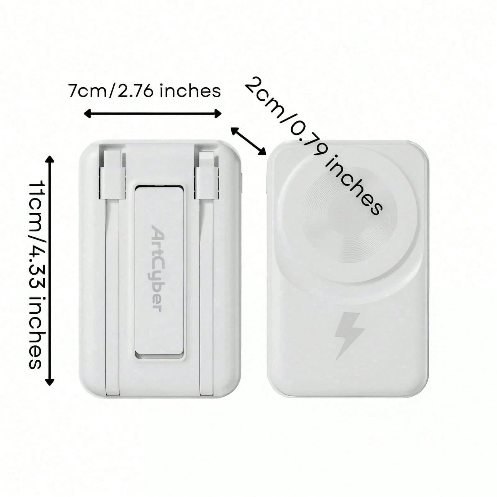 10000mAh Everyday Gear Magnetic Wireless Power Bank 15W Wireless Charge 22.5W High-Speed Wired Charge Foldable Phone Stand Integrated Dual Cables Battery Percentage Indicator Multi-Device Charging Com