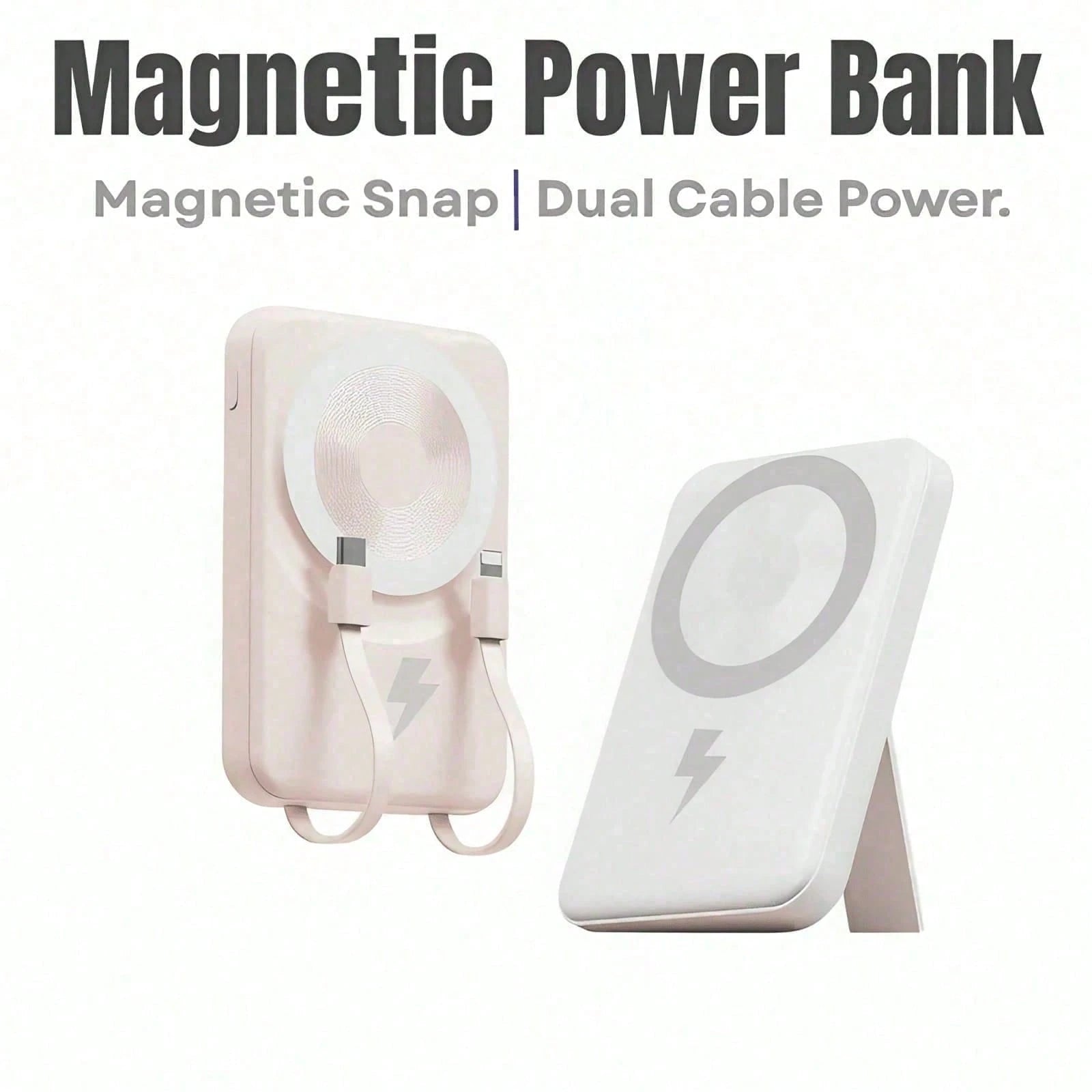 10000mAh Everyday Gear Magnetic Wireless Power Bank 15W Wireless Charge 22.5W High-Speed Wired Charge Foldable Phone Stand Integrated Dual Cables Battery Percentage Indicator Multi-Device Charging Com
