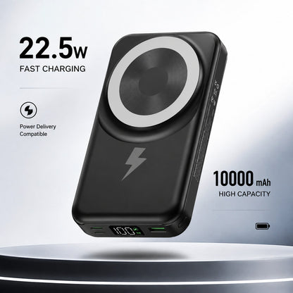10000mAh MagSafe Magnetic Charging Power Bank With Stand, Attached Charging Cables 22.5W Wired Charging 15W Fast Wired Charging Digital Display, Camping Gear School Essentials Back To School Gear For
