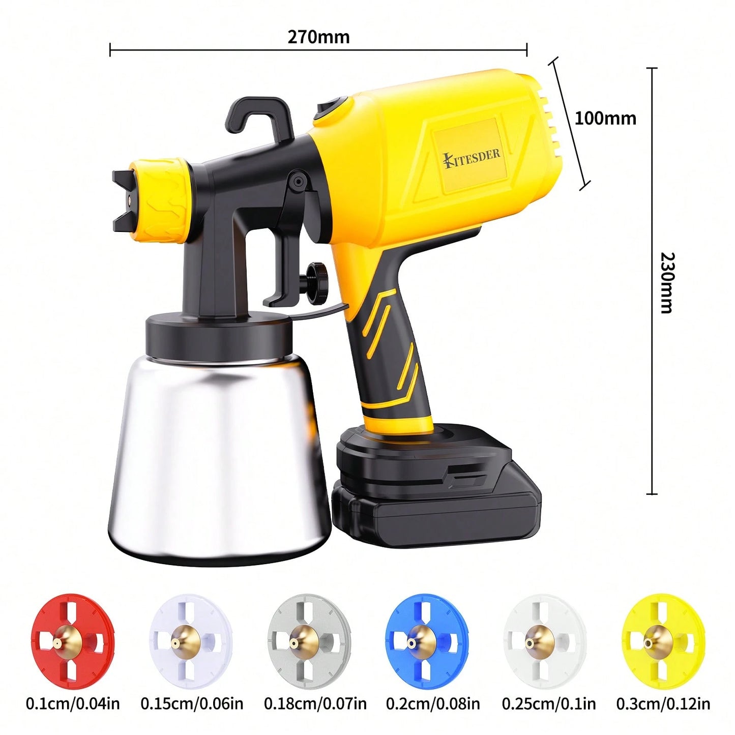 1000ML Cordless High Pressure Paint Sprayer For Home, 39000RPM High Speed Motor, Precise Flow Control Knob, 3 Spray Patterns For DIY Crafts Home Interior Exterior – Bright Yellow