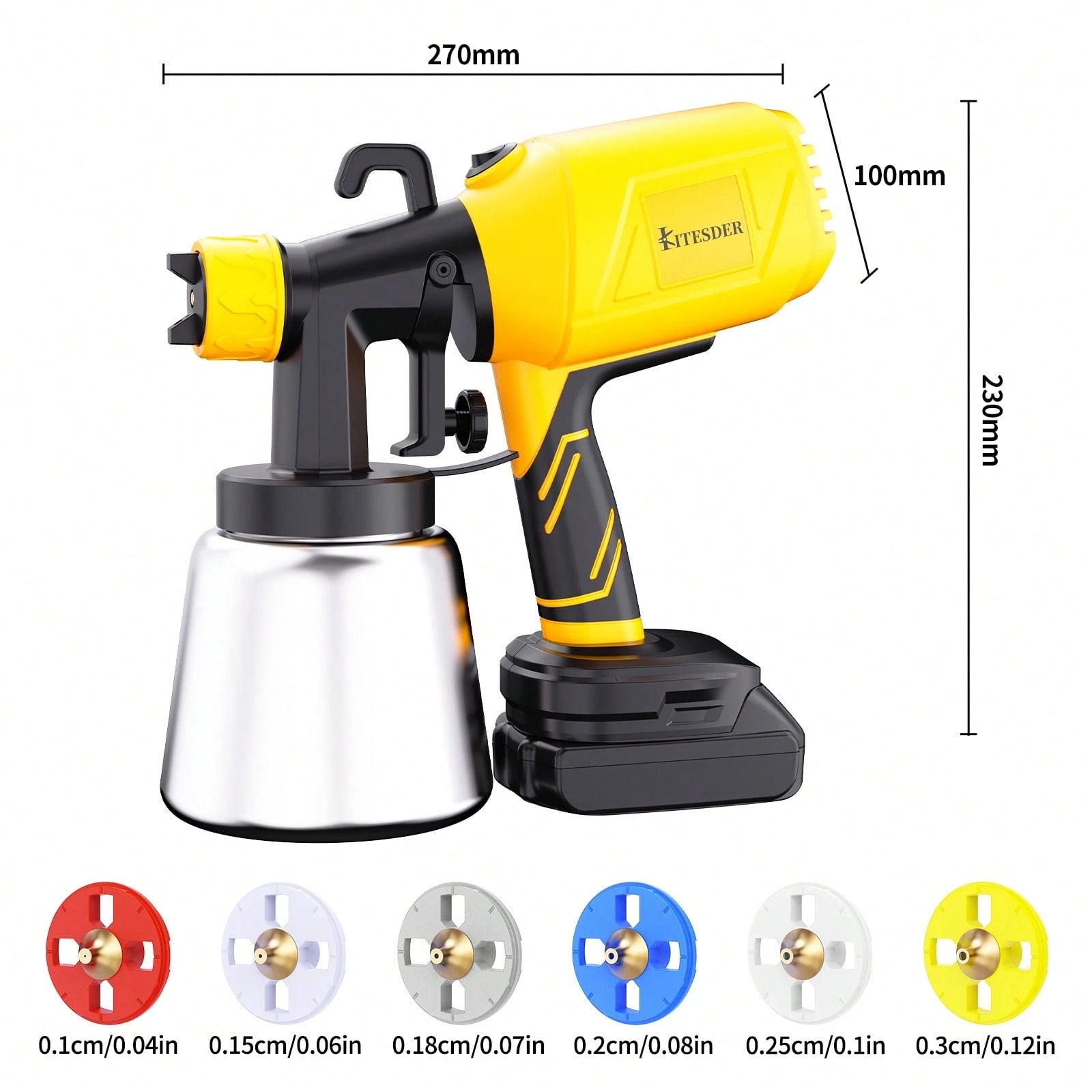 1000ML Cordless High Pressure Paint Sprayer For Home, 39000RPM High Speed Motor, Precise Flow Control Knob, 3 Spray Patterns For DIY Crafts Home Interior Exterior – Bright Yellow