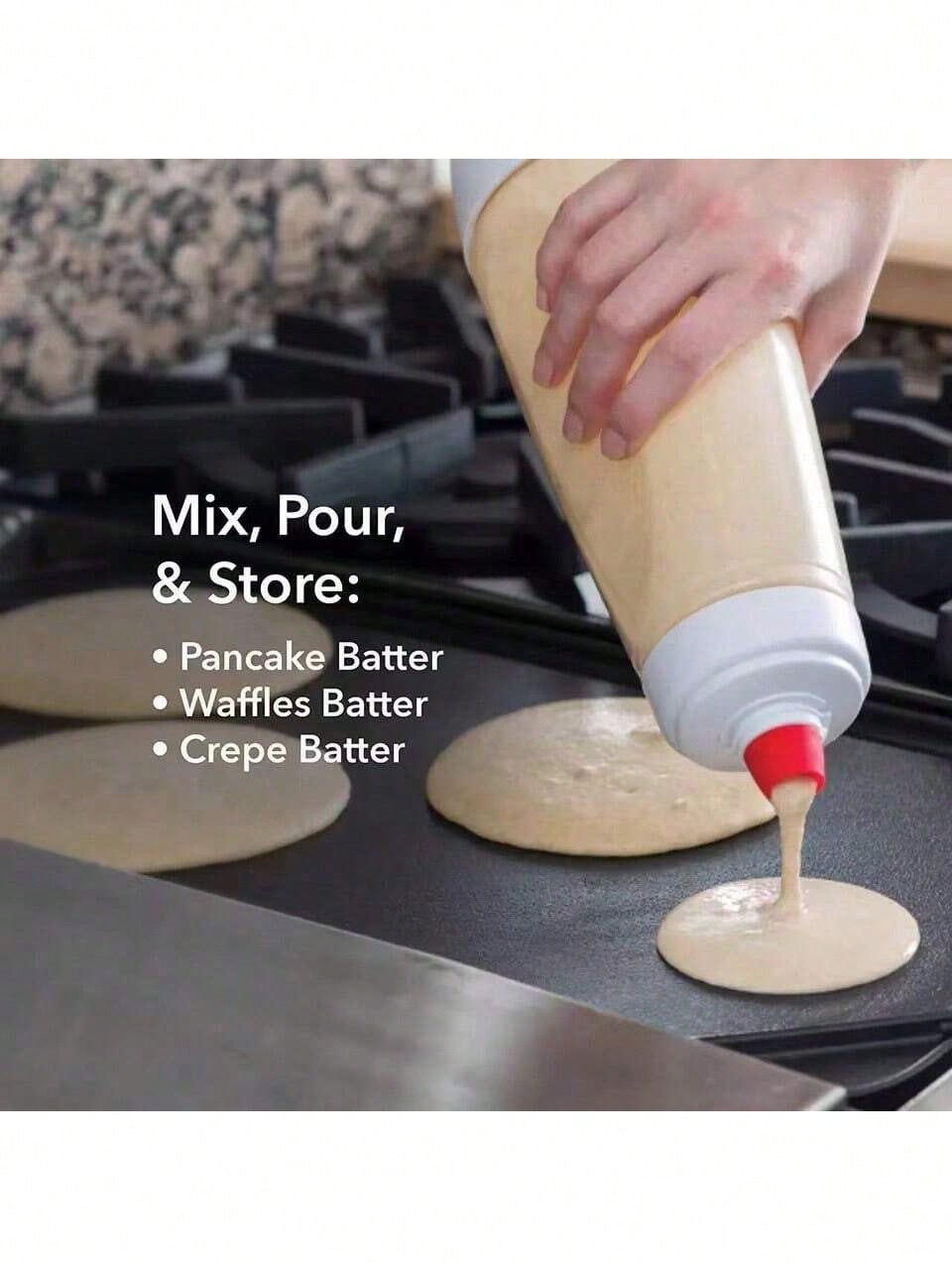 1000ml Hand-Cranked Batter Mixer Bottle Batter Dispenser