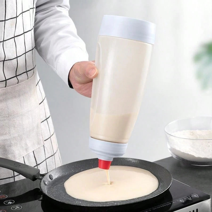 1000ml Hand-Cranked Batter Mixer Bottle Batter Dispenser