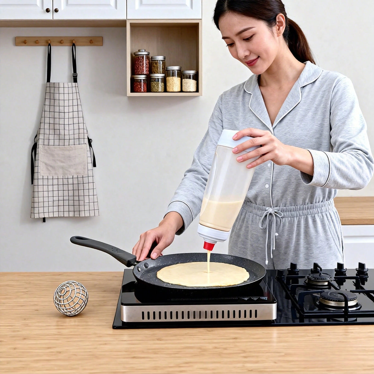 1000ml Hand-Cranked Batter Mixer Bottle Batter Dispenser
