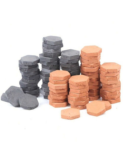 100pcs/50pcs 1/16 Scale Small Hexagonal Brick Model- Handmade And Clay Fired- Perfect Proportion For Realistic Brick Dollhouse- Christmas Gift, Birthday Gift