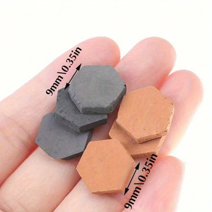 100pcs/50pcs 1/16 Scale Small Hexagonal Brick Model- Handmade And Clay Fired- Perfect Proportion For Realistic Brick Dollhouse- Christmas Gift, Birthday Gift