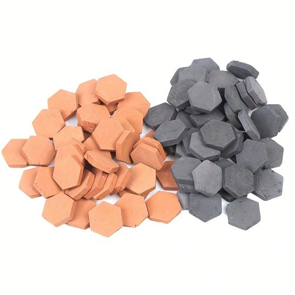 100pcs/50pcs 1/16 Scale Small Hexagonal Brick Model- Handmade And Clay Fired- Perfect Proportion For Realistic Brick Dollhouse- Christmas Gift, Birthday Gift