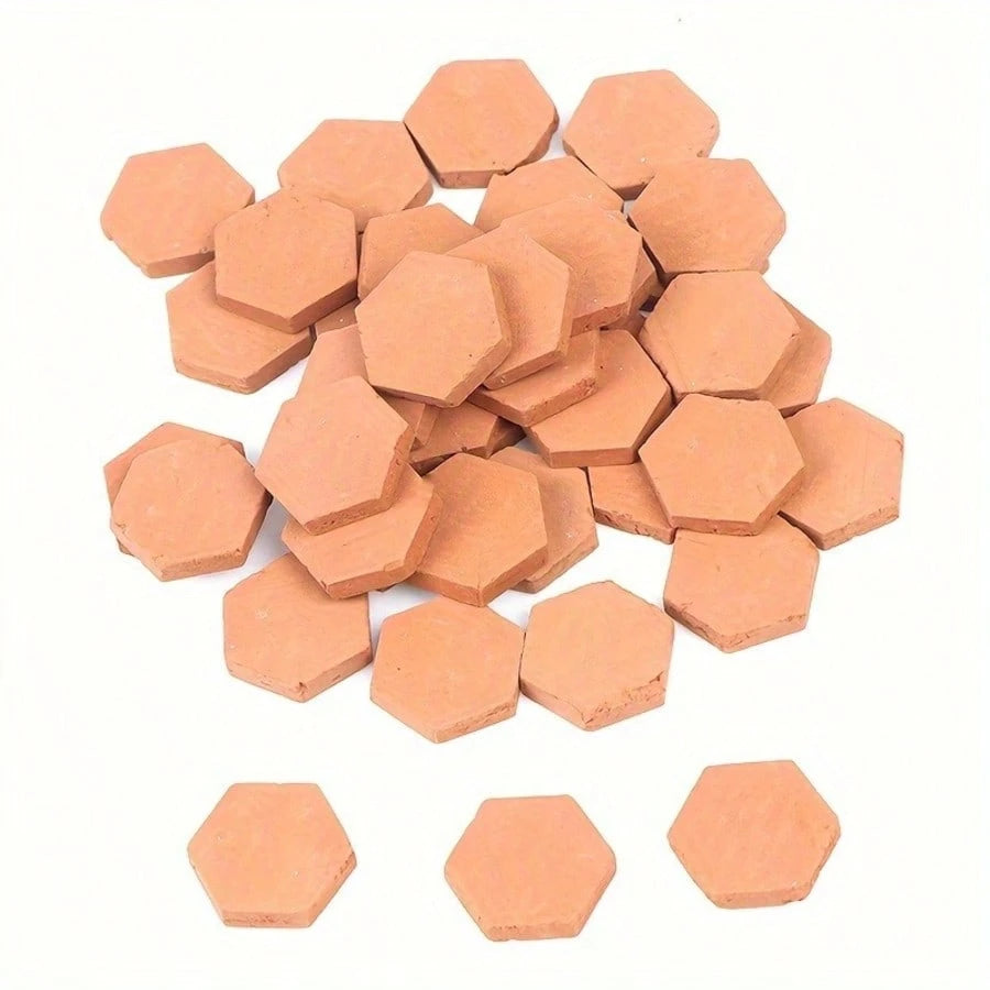 100pcs/50pcs 1/16 Scale Small Hexagonal Brick Model- Handmade And Clay Fired- Perfect Proportion For Realistic Brick Dollhouse- Christmas Gift, Birthday Gift