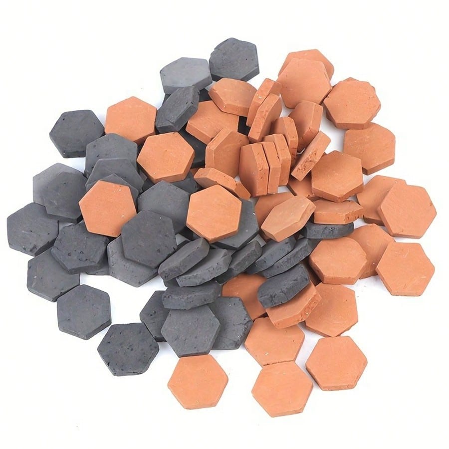 100pcs/50pcs 1/16 Scale Small Hexagonal Brick Model- Handmade And Clay Fired- Perfect Proportion For Realistic Brick Dollhouse- Christmas Gift, Birthday Gift
